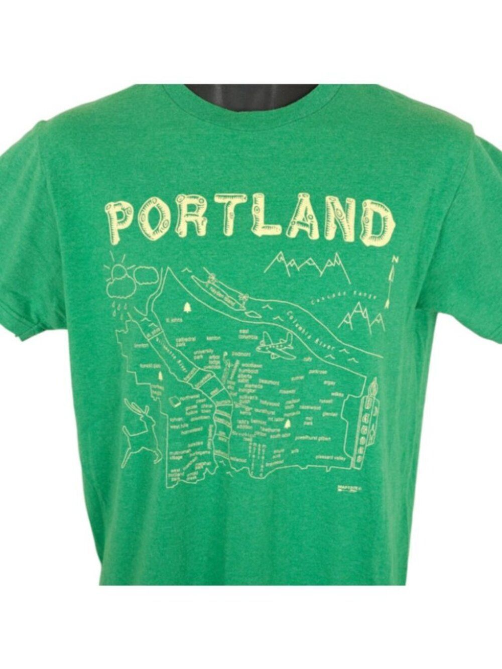 Portland Map T Shirt Mens Size Medium Green Oregon Maptote Travel Destination
